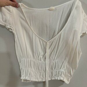 White flowy tie top runched Garage